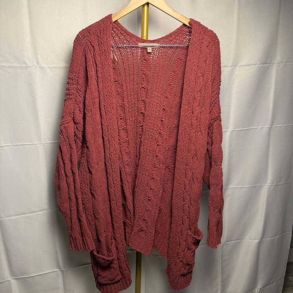 Love Tree Cable Knit Chenille Cardigan Size M Dusty Rose